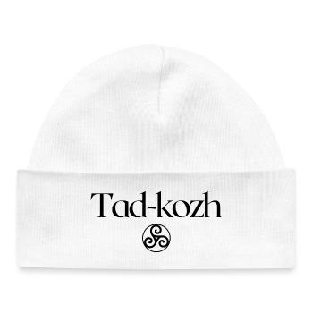 Tad-kozh Triskell Fête Grand-père Breton - Bonnet bébé bio - blanc - Devant