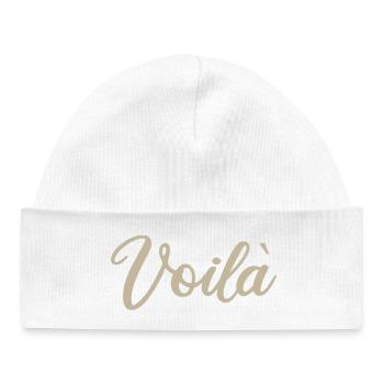 Voila Handlettered Script Design - Baby Organic Mütze - Weiß - Vorne