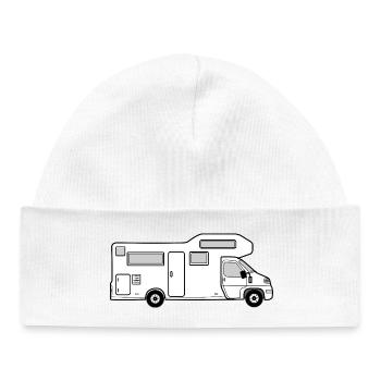 White camper minimalist camping design - Baby Organic Beanie - white - Front
