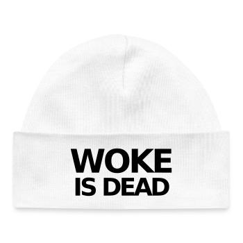 Déclaration WOKE IS DEAD - Bonnet bébé bio - blanc - Devant