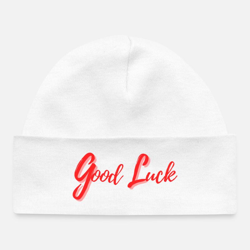 Design de Bonne Chance en Style Calligraphique - Bonnet bébé bio - blanc