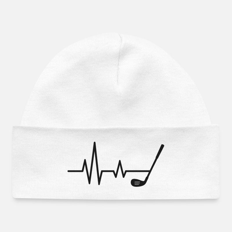 Conception de motif de golf Heartbeat - Bonnet bébé bio - blanc
