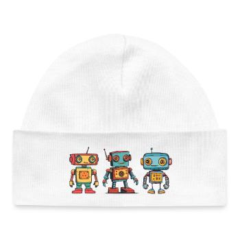 Nostalgic Retro Robot Illustration - Baby Organic Beanie - white - Front