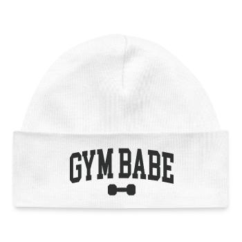 Gym Babe Dumbbell Typo Design - Baby Organic Beanie - white - Front