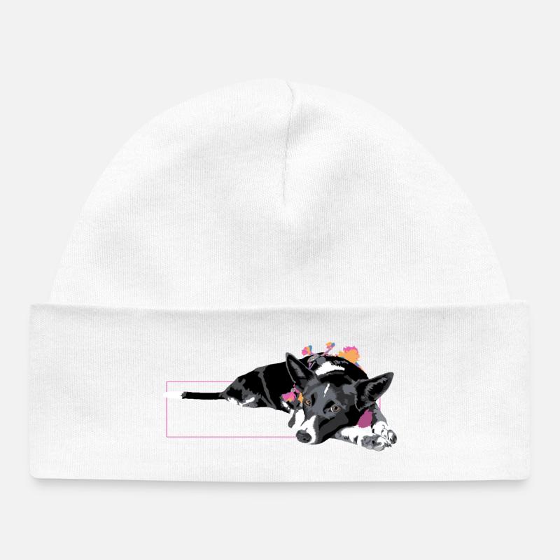 Border Collie III - Bonnet bébé bio - blanc