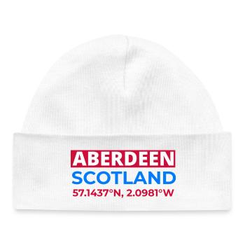 Aberdeen Scotland Coordinates - Baby Organic Beanie - white - Front