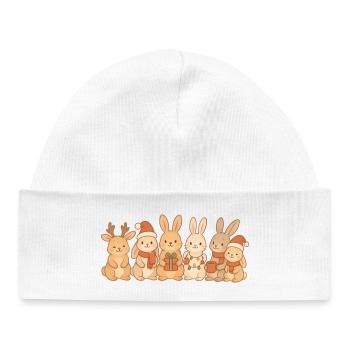 Lapins Enfants Garçons Filles Lapins de Noël - Bonnet bébé bio - blanc - Devant