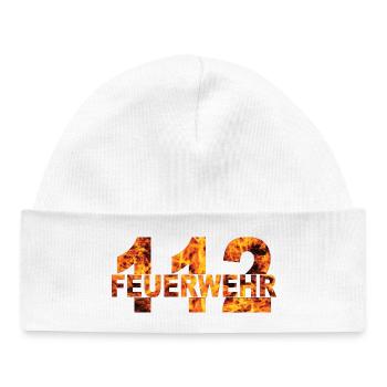 Feuerwehr 112 Flammen Design - Baby Organic Mütze - Weiß - Vorne