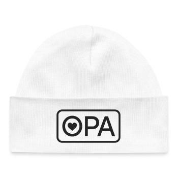 OPA 2026 Stolzer Großvater Ankündigung - Baby Organic Mütze - Weiß - Vorne
