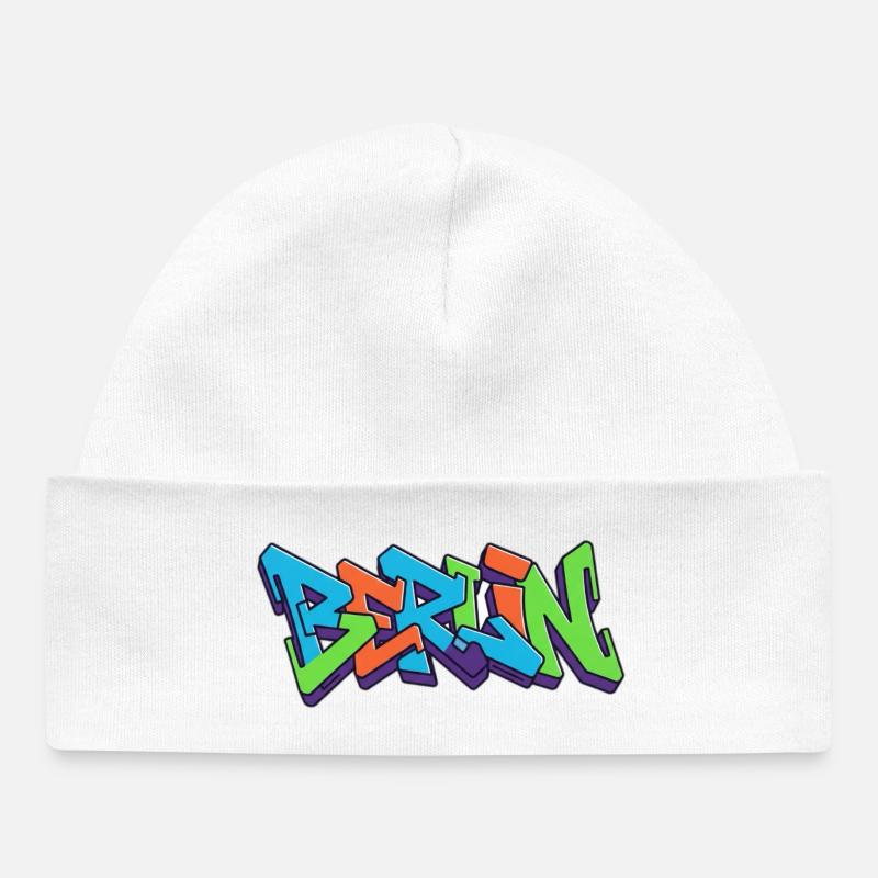 Berlin Streets Graffiti Colour Explosion - Baby Organic Beanie - white