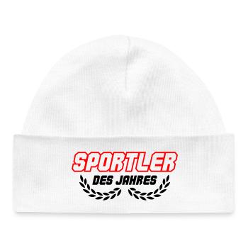 Sportsman lettering in red outline - Baby Organic Beanie - white - Front