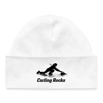 Curling Rocks Sportlerin Eissport Wintersport - Baby Organic Mütze - Weiß - Vorne