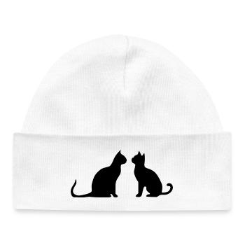 Schwarze Katze 2 Katzen Silhouetten Geschenk  - Baby Organic Mütze - Weiß - Vorne