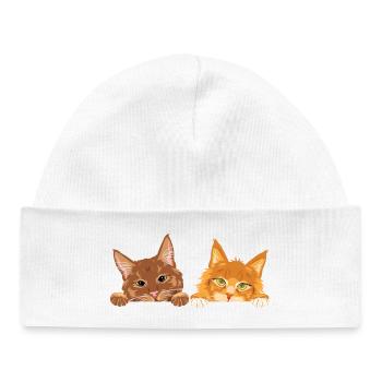 Peeking_cute_two_ginger_cats - Baby Organic Beanie - white - Front