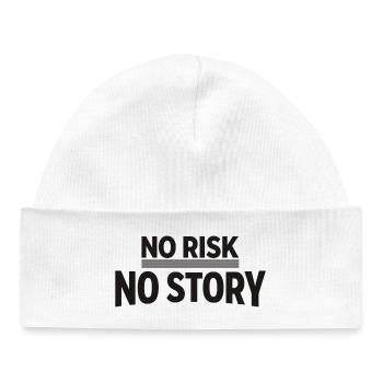 NO RISK NO STORY Adventure Statement - Baby Organic Beanie - white - Front
