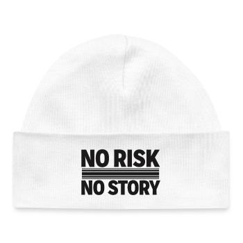 NO RISK NO STORY Adventure Statement - Baby Organic Beanie - white - Front