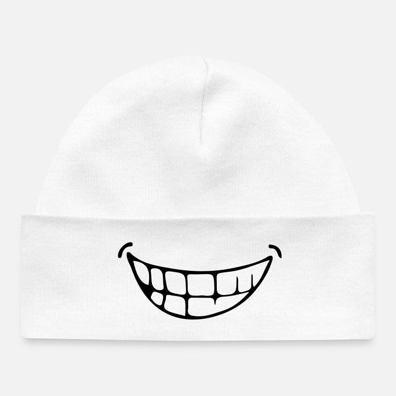sourire - Bonnet bébé bio - blanc