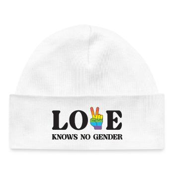 LGBT Pride Month - Love Knows No Gender - Baby Organic Beanie - white - Front