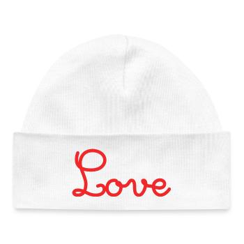 I LOVE YOU. LOVE. COUPLE. JUST MARRIED. Bachelorette party - Baby Organic Beanie - white - Front