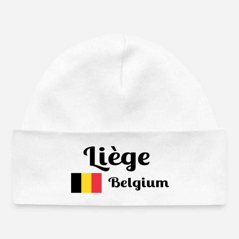 Liège Belgique - Imprimés élégants - Bonnet bébé bio - blanc