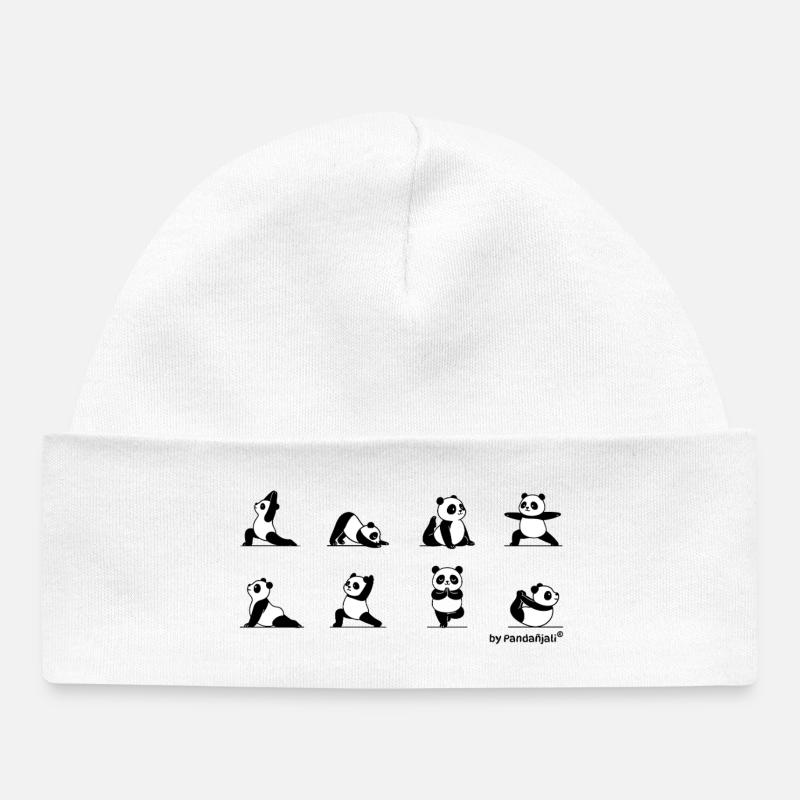 Yoga Pandas par Pandañjali - Bonnet bébé bio - blanc