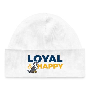 Chien fidèle et heureux logo cartoon - Bonnet bébé bio - blanc - Devant