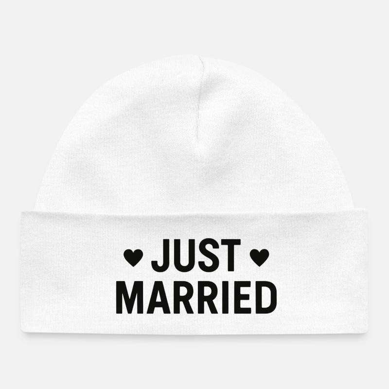 Just Married - Jeunes Mariés - Mariage - EVJF EVG - Bonnet bébé bio - blanc
