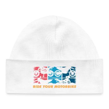 Ride Your Motorbike – Classic Retro Design - Baby Organic Beanie - white - Front