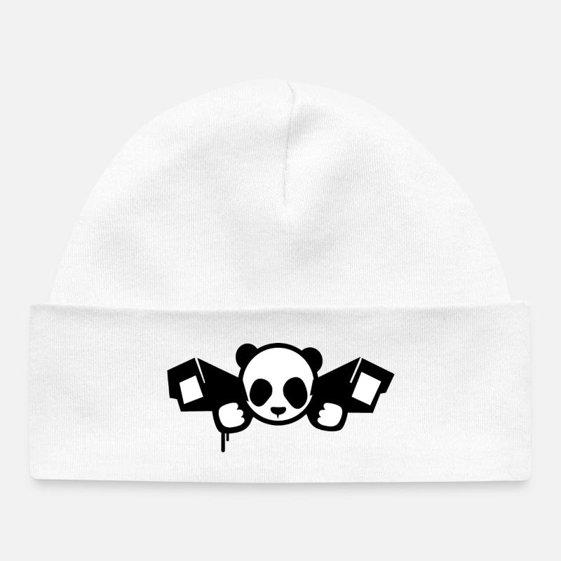 Panda de surveillance – Style graphique urbain - Bonnet bébé bio - blanc