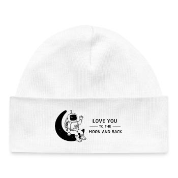 Je t’aime jusqu’à la lune et je reviens gribouiller - Bonnet bébé bio - blanc - Devant