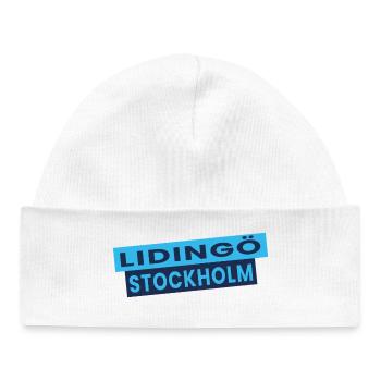 Lidingö Stockholm Diagonal Logo - Bonnet bébé bio - blanc - Devant