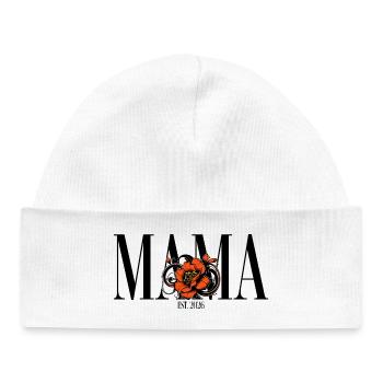 Mama – Vintage Blumen Design Geschenkidee - Baby Organic Mütze - Weiß - Vorne