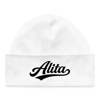 Alita name first last family - Baby Organic Beanie - white - Front
