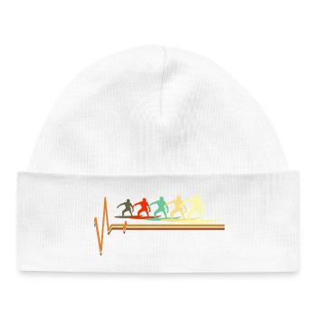 Retro Surfing Heartbeat Vintage Surfer Wave - Baby Organic Beanie - white - Front