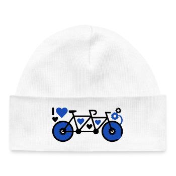 Romantisches Tandem Herzen Liebe - Baby Organic Mütze - Weiß - Vorne