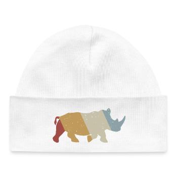 Mosaïque géométrique de rhinocéros - Bonnet bébé bio - blanc - Devant