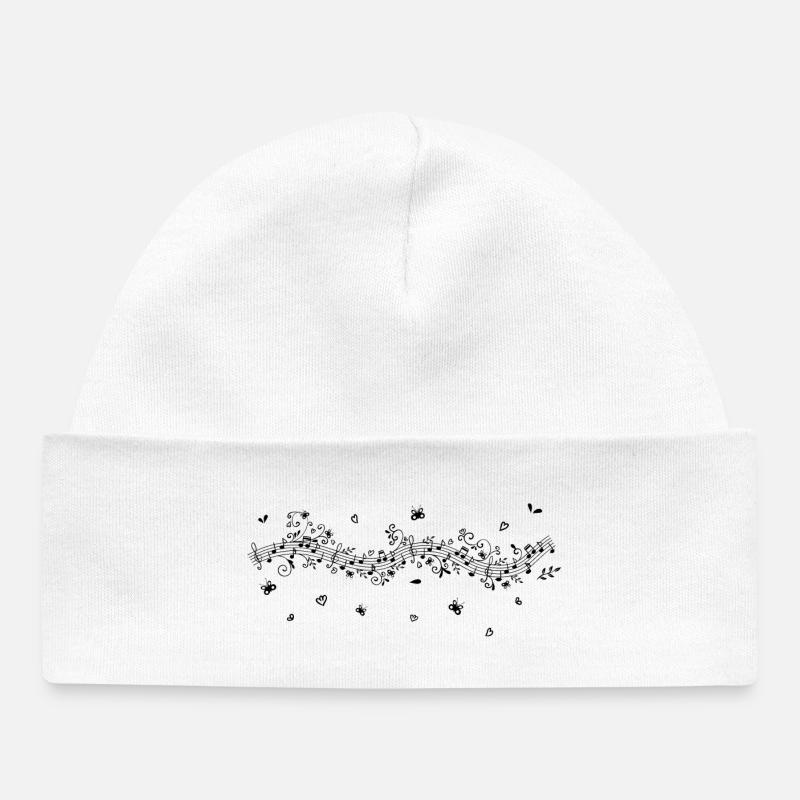Notes de musique - Bonnet bébé bio - blanc