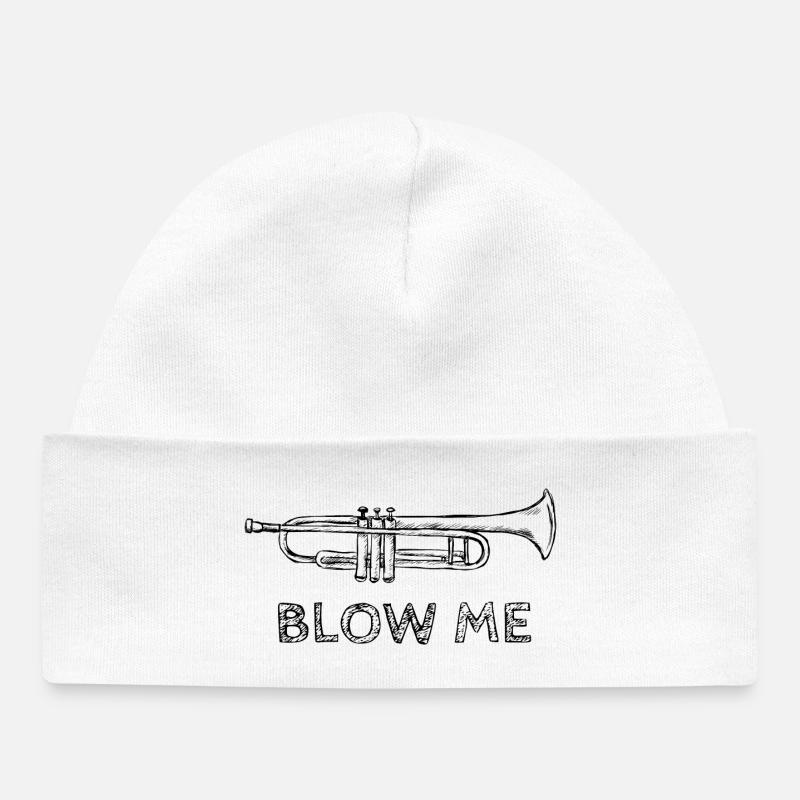 Soufflez-moi trompette - Bonnet bébé bio - blanc