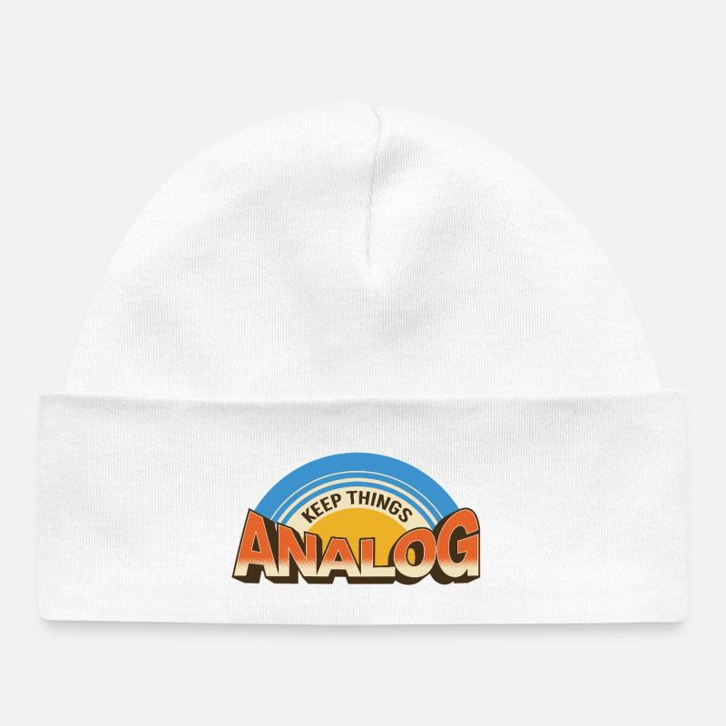 Keep Things Analog – Retro Tech Statement - Baby Organic Beanie - white