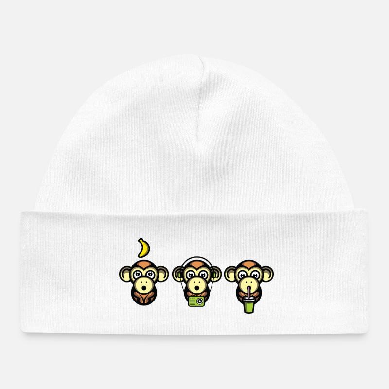 Singes plus sages - Bonnet bébé bio - blanc