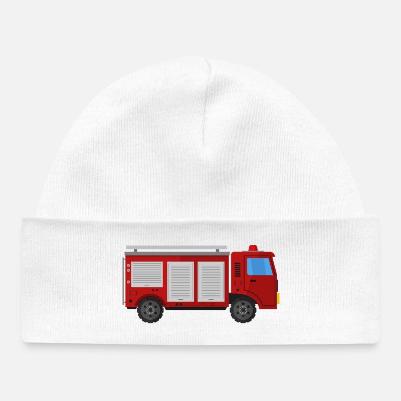 Camion de pompiers - Bonnet bébé bio - blanc