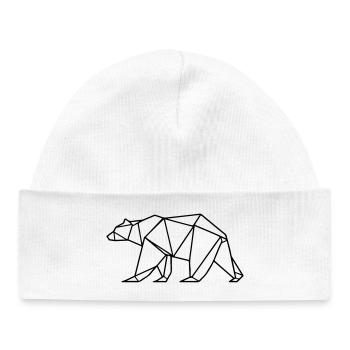 Bär Grizzly Polar Bär Polygon - Baby Organic Mütze - Weiß - Vorne
