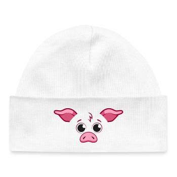 Cute Pig Face Minimalist Pink Animal Art - Baby Organic Beanie - white - Front