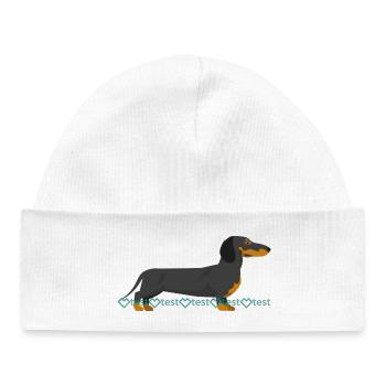 Dackel Silhouette mit Wasserzeichen Muster - Baby Organic Mütze - Weiß - Vorne