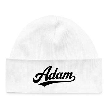 Adam name first last family - Baby Organic Beanie - white - Front