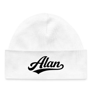 Alan name first last family - Baby Organic Beanie - white - Front