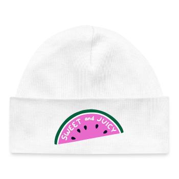 Chemise en pastèque sucrée et juteuse Fruit d’été mignon - Bonnet bébé bio - blanc - Devant