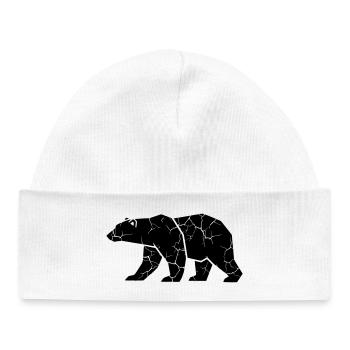Bär Risse Grunge Silhouette - Baby Organic Mütze - Weiß - Vorne
