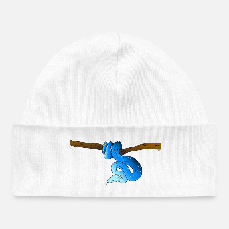 Serpent Bleu - Bonnet bébé bio - blanc