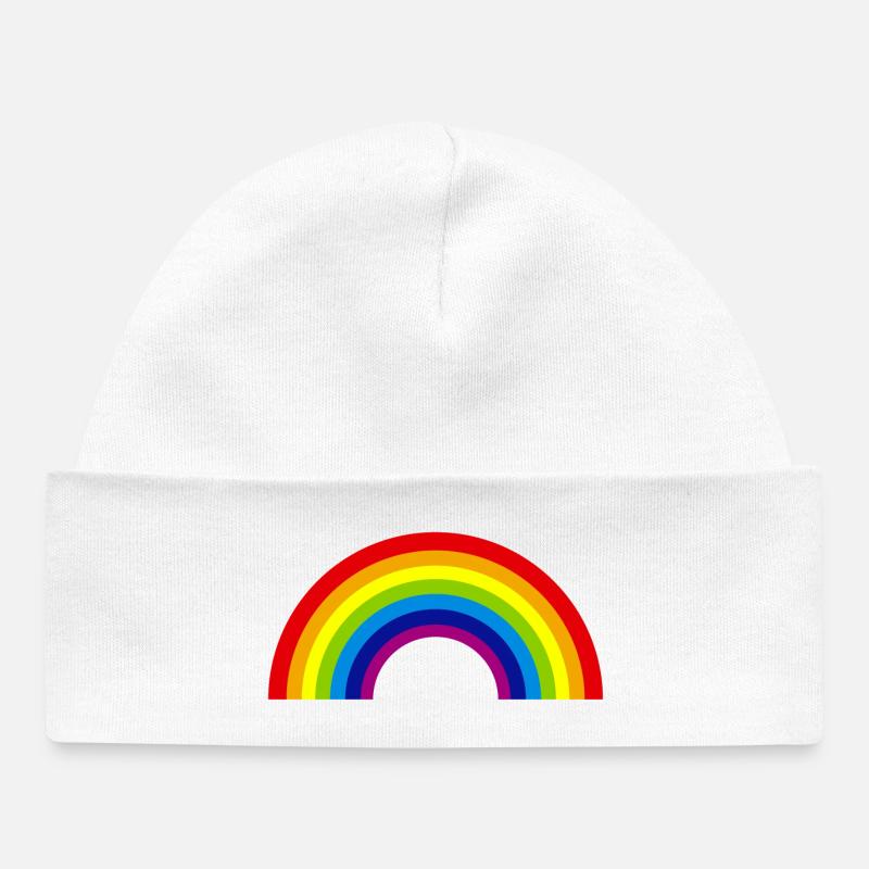 arc-en-ciel - Bonnet bébé bio - blanc